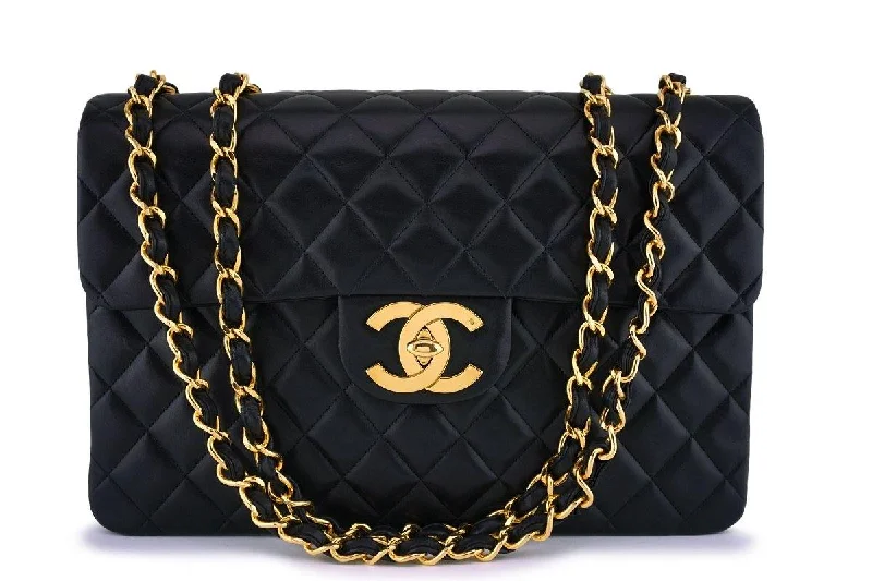 Chanel Vintage Black Maxi Jumbo XL Classic Flap Bag 24k GHW