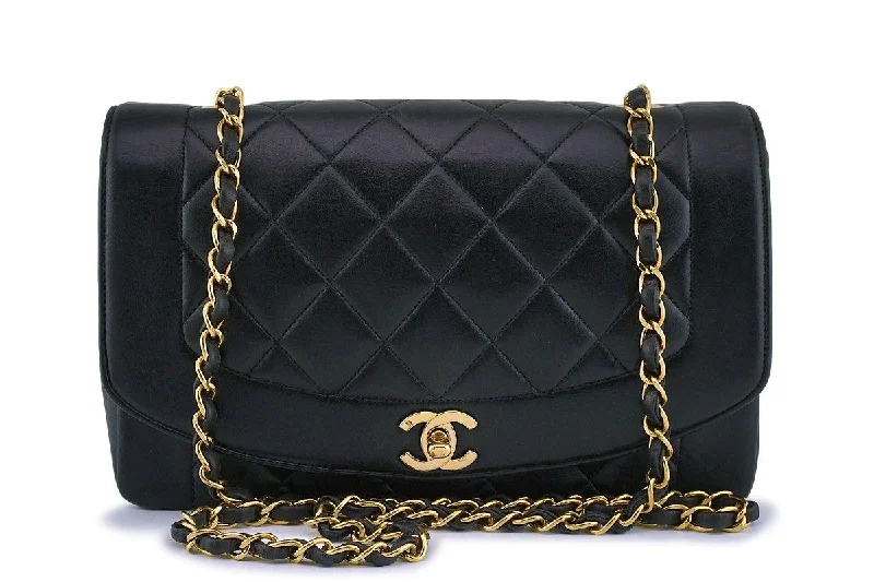 Chanel Vintage Black Medium Classic Diana Flap Bag 24k GHW