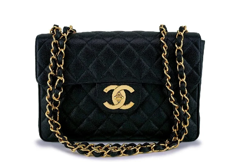 Chanel Vintage Caviar Classic Jumbo Flap Bag 24k GHW