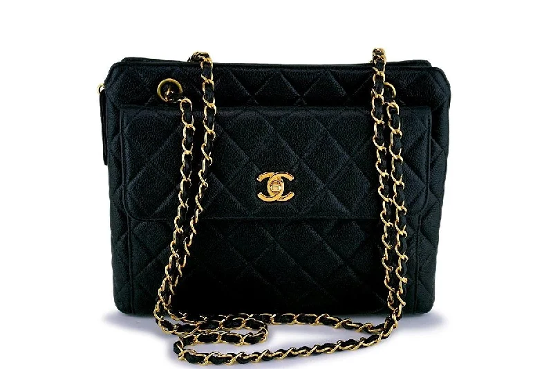 Chanel Vintage Caviar Classic Timeless Flap Tote Bag