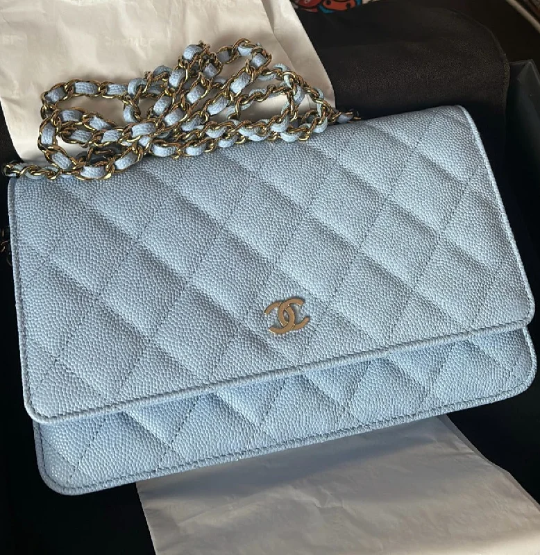 Chanel Wallet On Chain WOC Caviar Leather (Baby Blue)