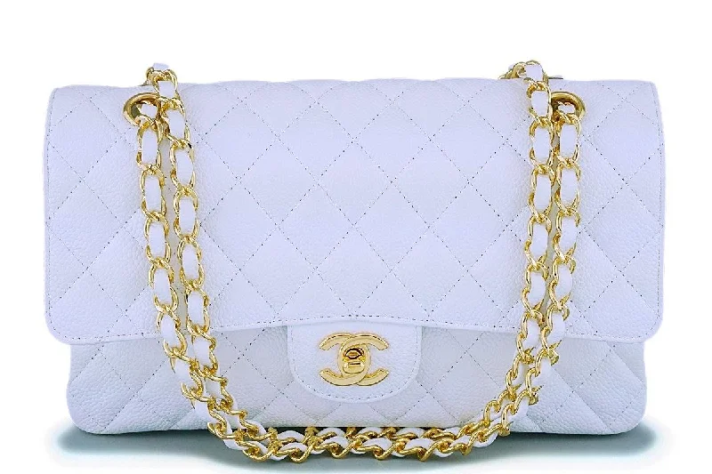 Chanel White Caviar Medium Classic Double Flap Bag GHW