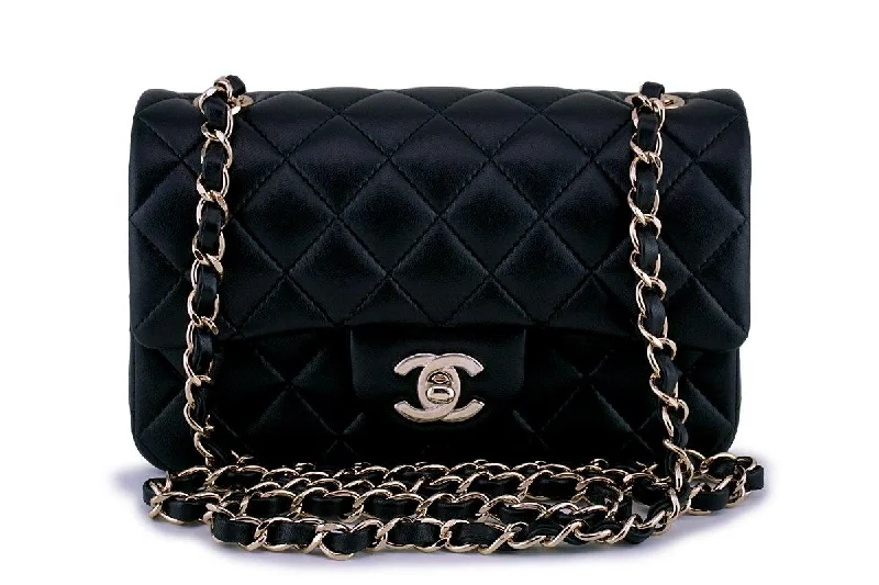 New Chanel 18B Black Lambskin Rectangular Mini Flap Bag GHW