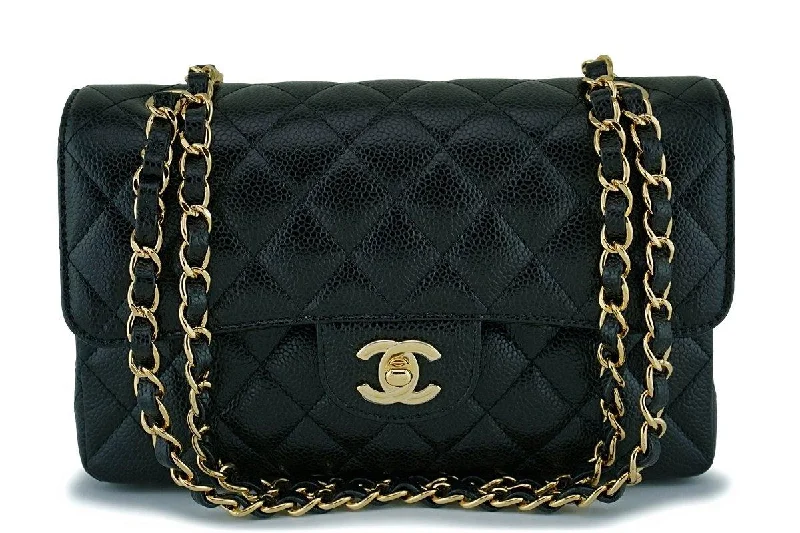 NIB Chanel Black Caviar Small Classic Double Flap Bag GHW