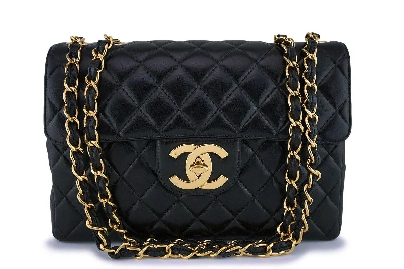 *rare* Chanel Black Vintage Jumbo Classic Flap Bag 24k GHW