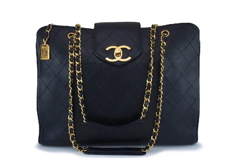 Rare Chanel Vintage Black Giant XL Supermodel Tote Bag 24k GHW