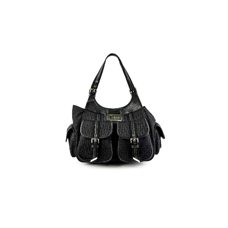 Christian Dior Canvas Shoulder Bag Black