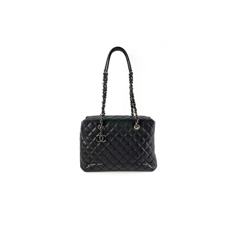 Chanel Caviar Shoulder Tote Bag Black