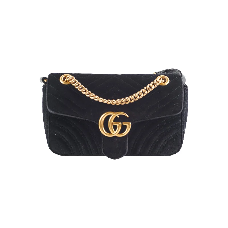 Gucci Marmont Small Suede Black Shoulder Bag