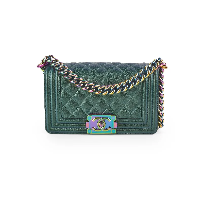 Chanel Small Iridescent Green Goatskin Boy