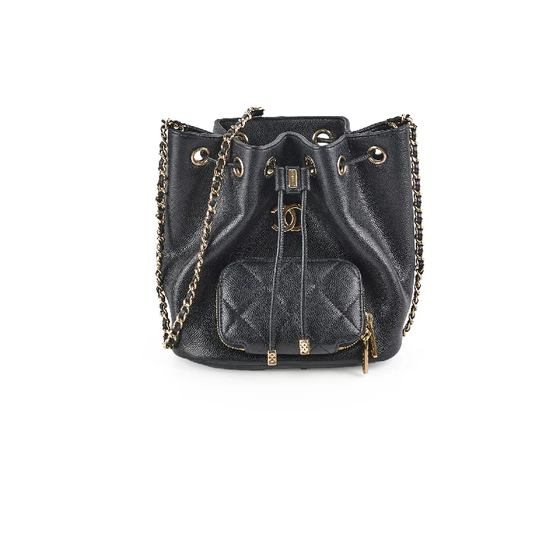 Chanel Drawstring Bucket Caviar Black