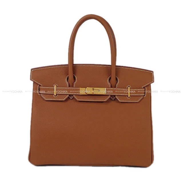 HERMES Handbag Birkin30 Gold Veau Togo Gold HW Stamp W[BRAND NEW][Authentic]