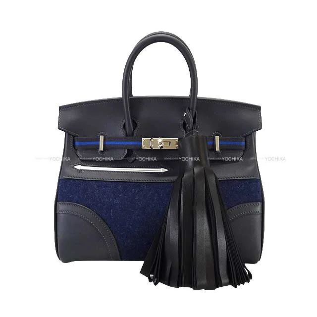 2024 AW New Limited HERMES Handbag Birkin25 Go Team with Tassel Caban/Bleu Nuit/Noir (Black) Feutre(Felt)/Veau Swift Silver HW Stamp W[BRAND NEW][Authentic]