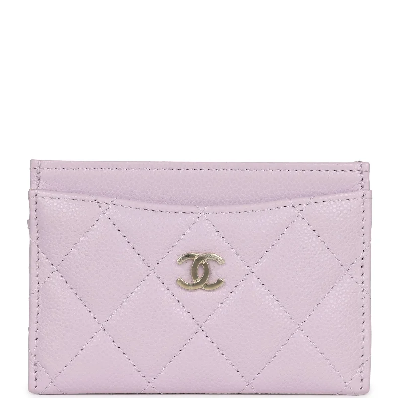 Chanel Card Holder Wallet Lilac Caviar Gold Hardware