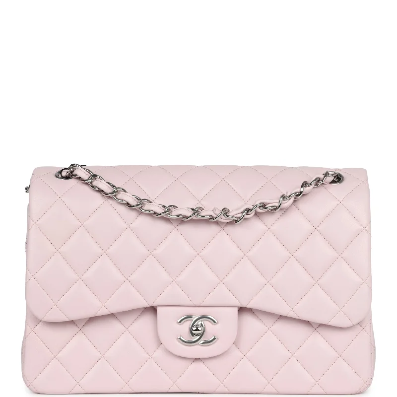 Chanel Jumbo Classic Double Flap Light Pink Lambskin Silver Hardware