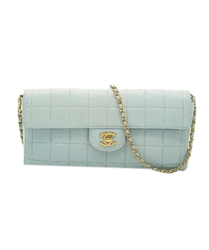 Chanel Lambskin East West Chocolate Bar Flap Icy Blue ALL0833