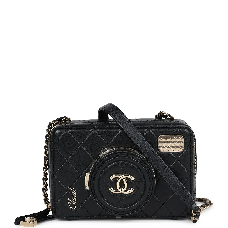 Chanel Limited Edition Camera Bag Black Lambskin Light Gold Hardware