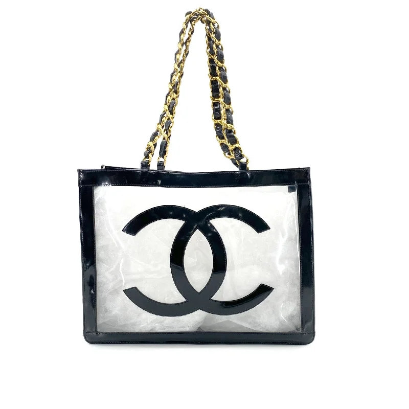 CHANEL VINTAGE COCO CLEAR CHAIN SHOULDER BAG BLACK VINYL 90255384