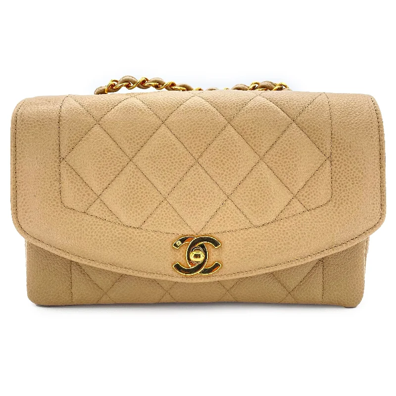 CHANEL VINTAGE DIANA SMALL BEIGE CAVIAR SKIN 90188207