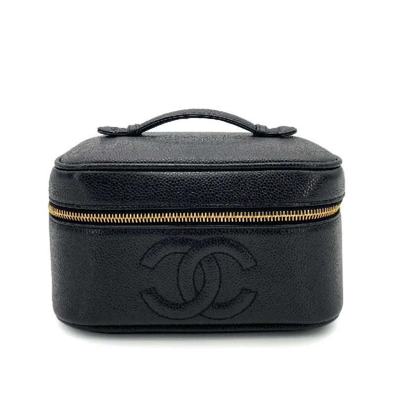 CHANEL VINTAGE VANITY HAND BAG BLACK CAVIAR SKIN 90255767