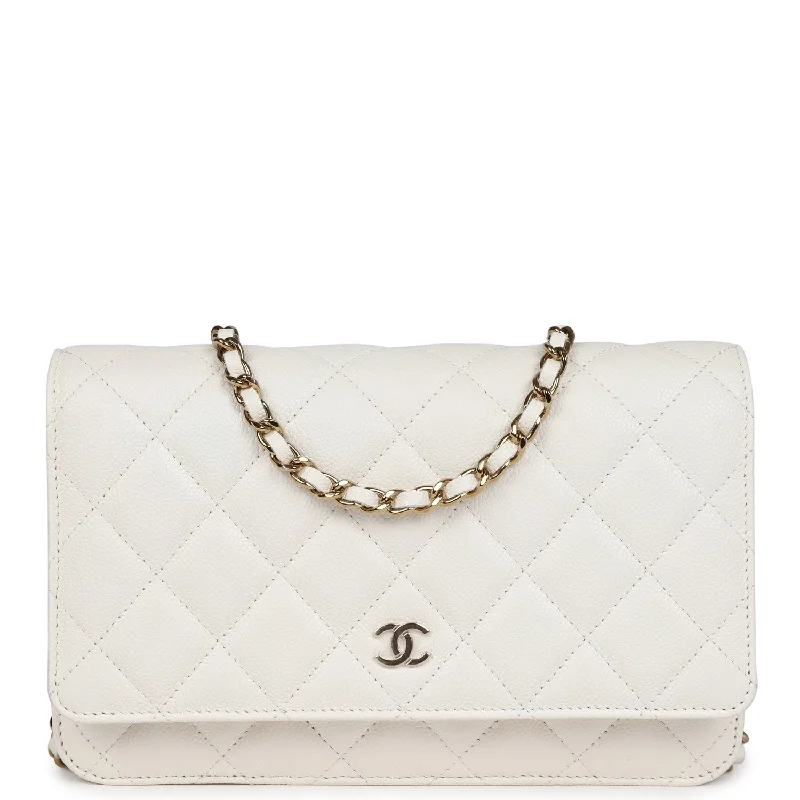 Chanel Wallet On Chain WOC White Caviar Light Gold Hardware