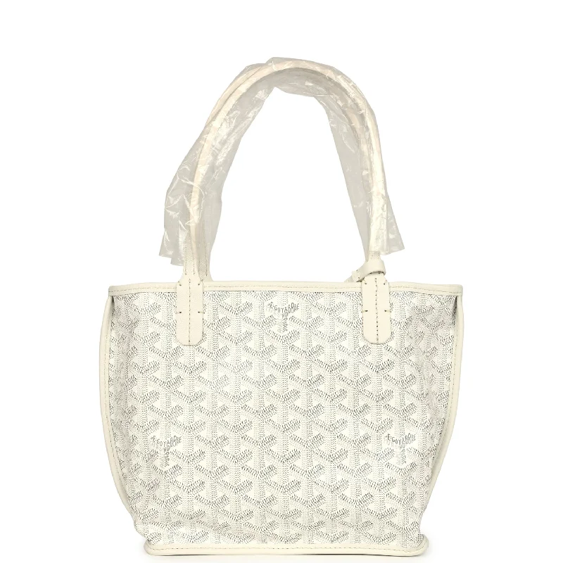 Goyard Goyardine Anjou White Mini Bag Palladium Hardware