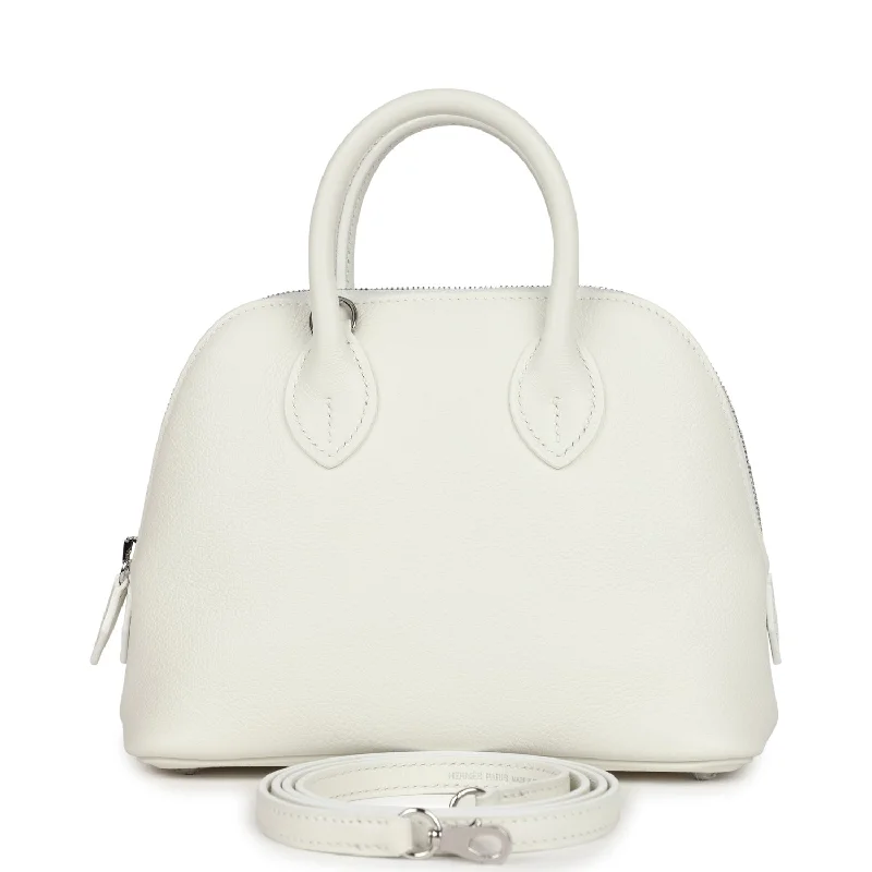 Hermes 1923 Bolide Mini White Evercolor Palladium Hardware