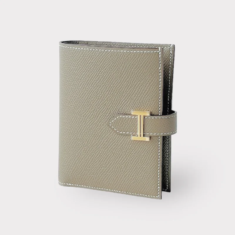 Hermès Bearn Compact Wallet - Etoupe - Gold Hardware