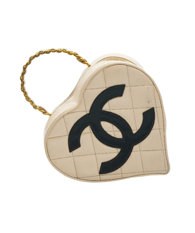 Chanel heart bag beige patent