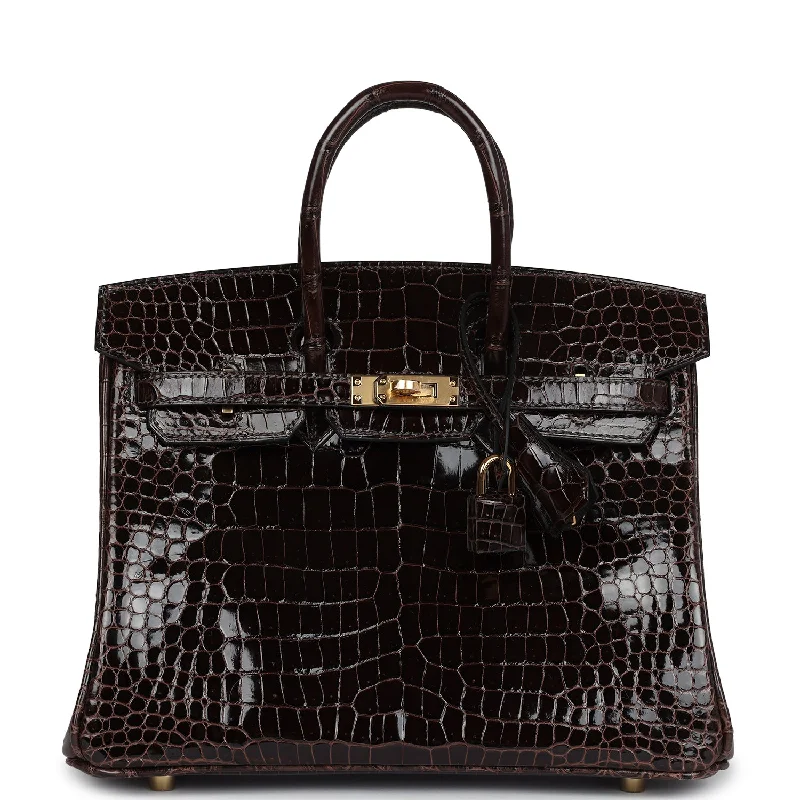 Hermes Birkin 25 Macassar Shiny Porosus Crocodile Gold Hardware