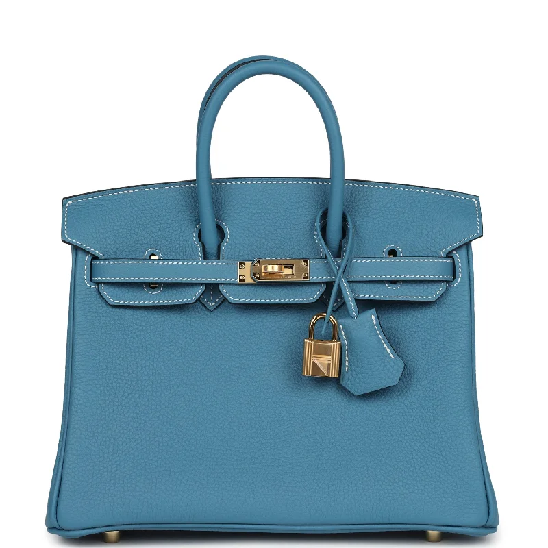 Hermes Birkin 25 Blue Jean Togo Gold Hardware