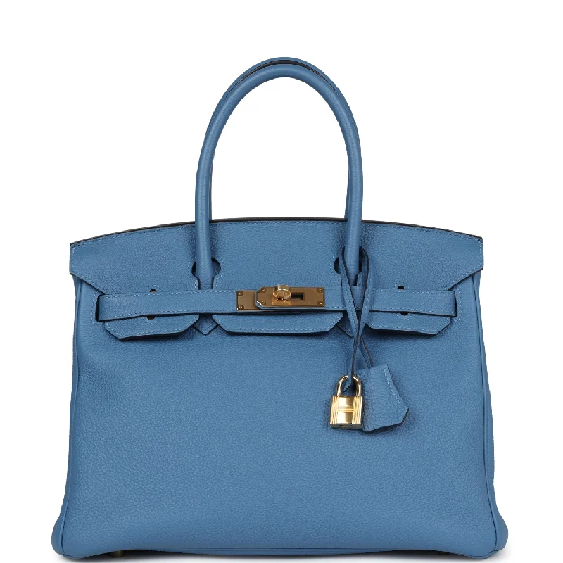 Hermes Birkin 30 Bleu Azur Togo Gold Hardware