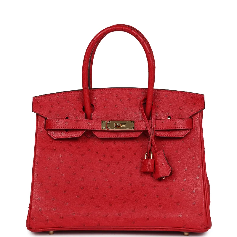 Hermes Birkin 30 Rouge Vif Ostrich Gold Hardware