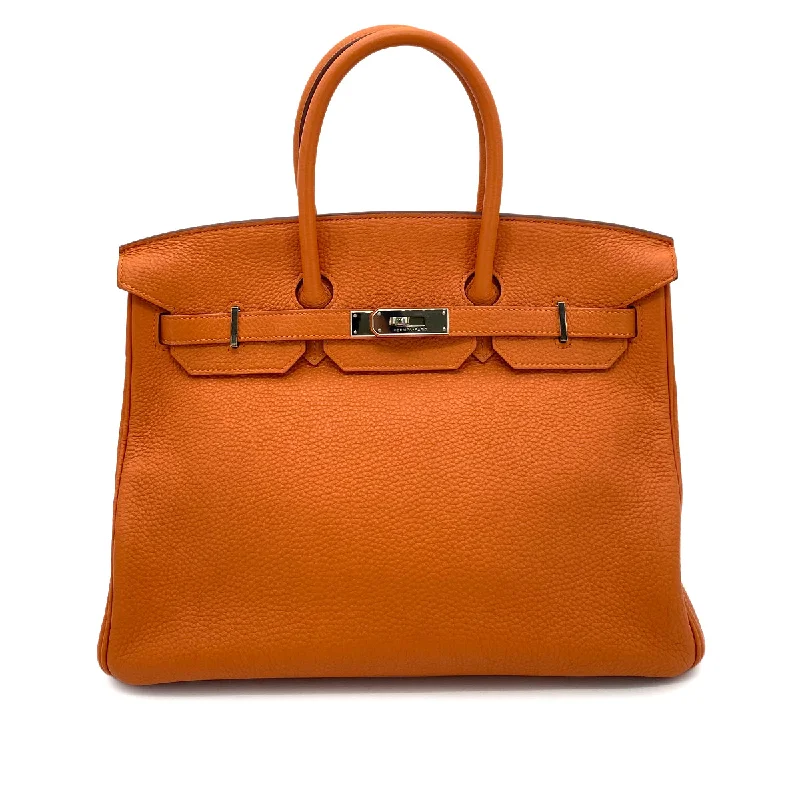 HERMES BIRKIN 35 ORANGE TAURILLON CLEMENCE HAND BAG □P SHW 90255375