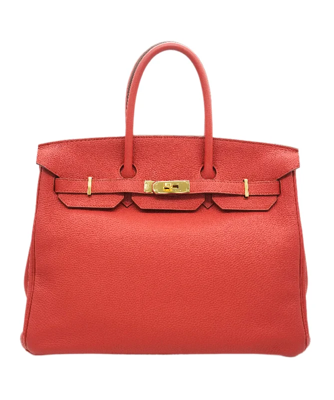 HERMES BIRKIN 35 ROUGE CASAQUE TOGO HAND BAG □R 90234624 DBXS0654