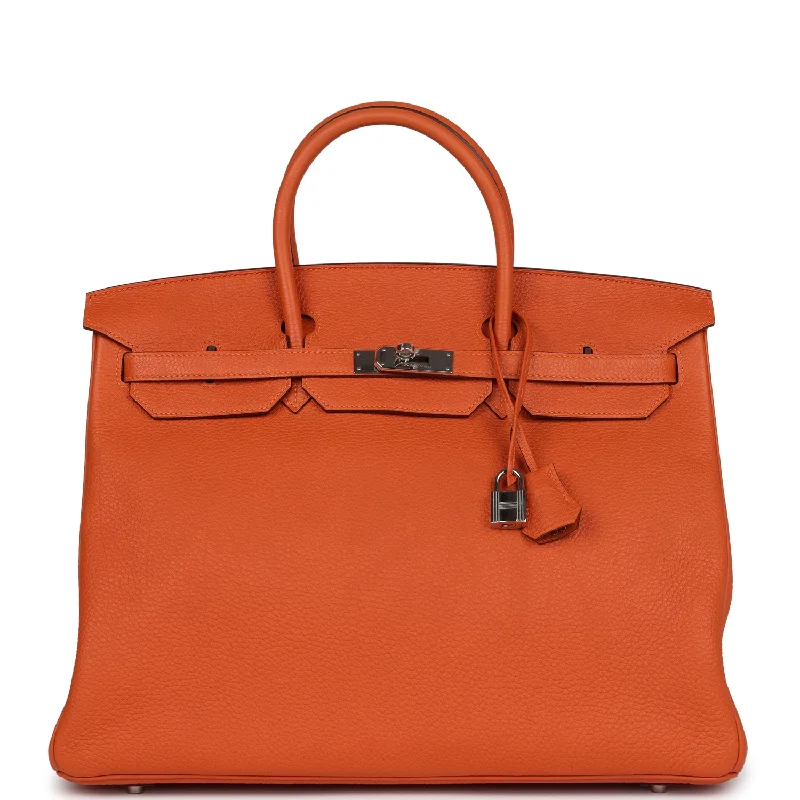 Pre-owned Hermes Birkin 40 Orange Togo Palladium Hardware