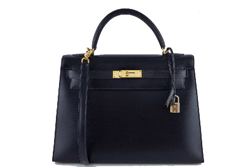 Hermes Black 32cm Box calf Kelly Sellier Bag, GHW