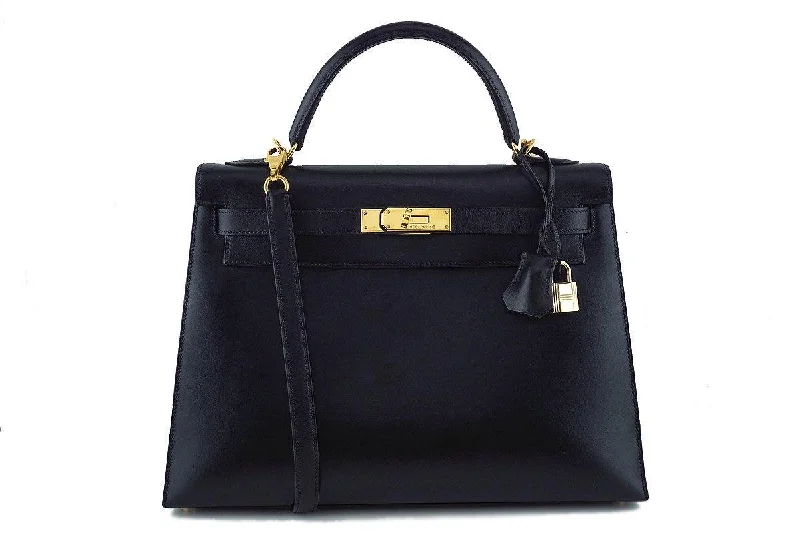 Hermes Black 32cm Box calf Kelly Sellier Bag, GHW