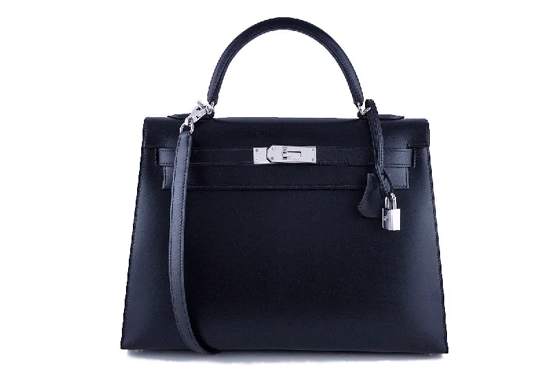 Hermes Black 32cm Box calf Kelly Sellier Bag PHW