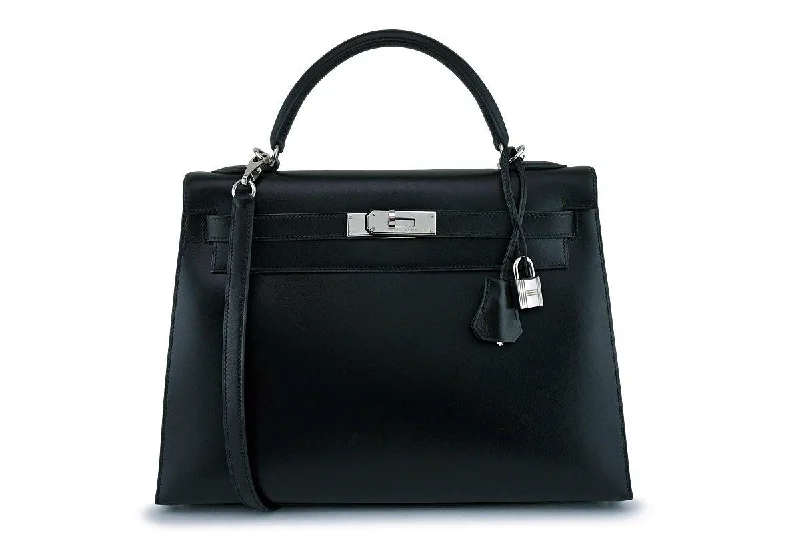 Hermes Black Box calf 32cm Sellier Kelly Shoulder Bag 32 PHW