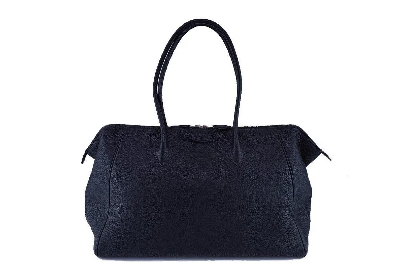 Hermes Black Clemence 37cm Paris Bombay Shoulder Tote Bag