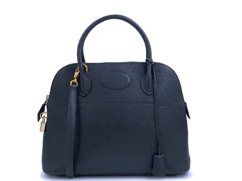 Hermes Bolide 31 Bag Shoulder Tote Indigo Blue Fjord GHW