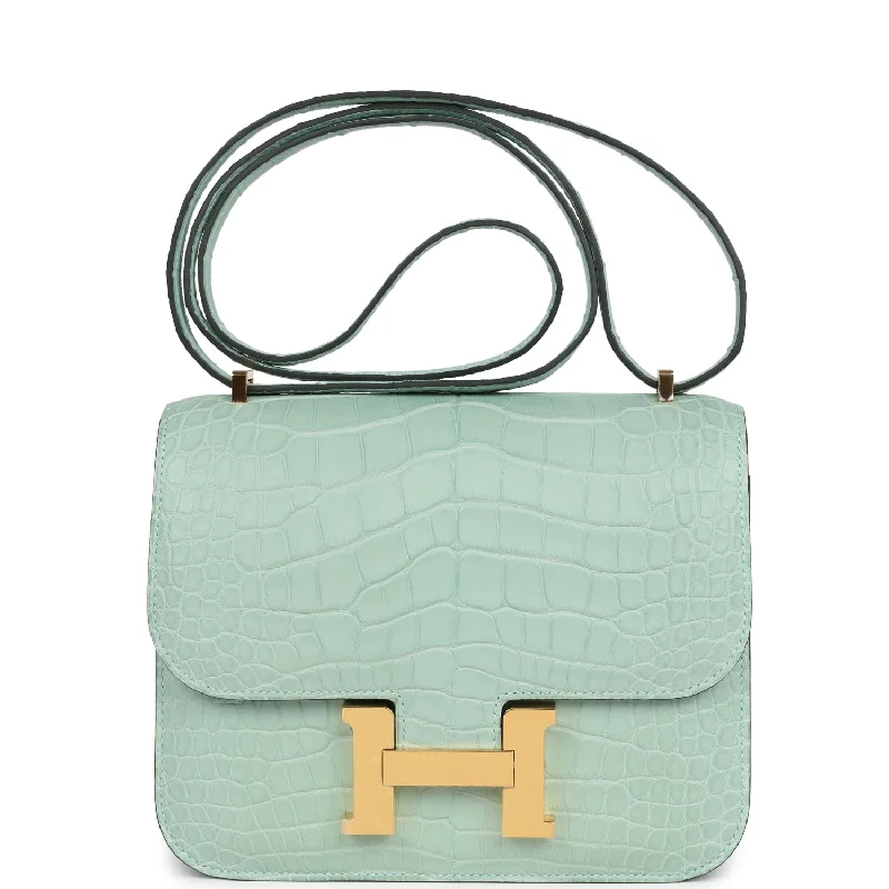 Hermes Constance 18 Vert D’Eau Matte Alligator Gold Hardware