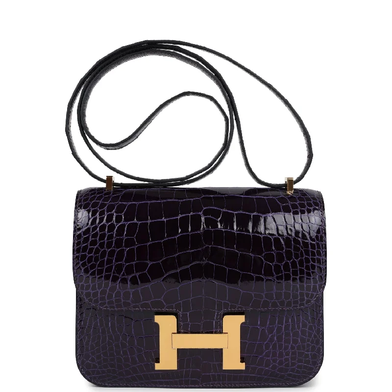 Hermes Constance 18 Amethyst Shiny Alligator Mississippiensis Gold Hardware