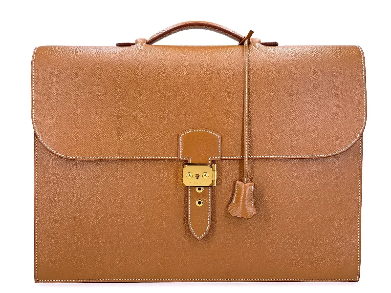 Hermès Gold Caramel Tan Sac a Depeche Briefcase Bag 39 24k GHW LPF