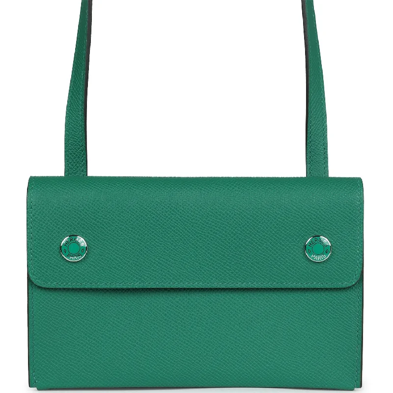 Hermes Hermesnap Wallet Vert Vertigo Epsom Palladium and Lacquered Hardware