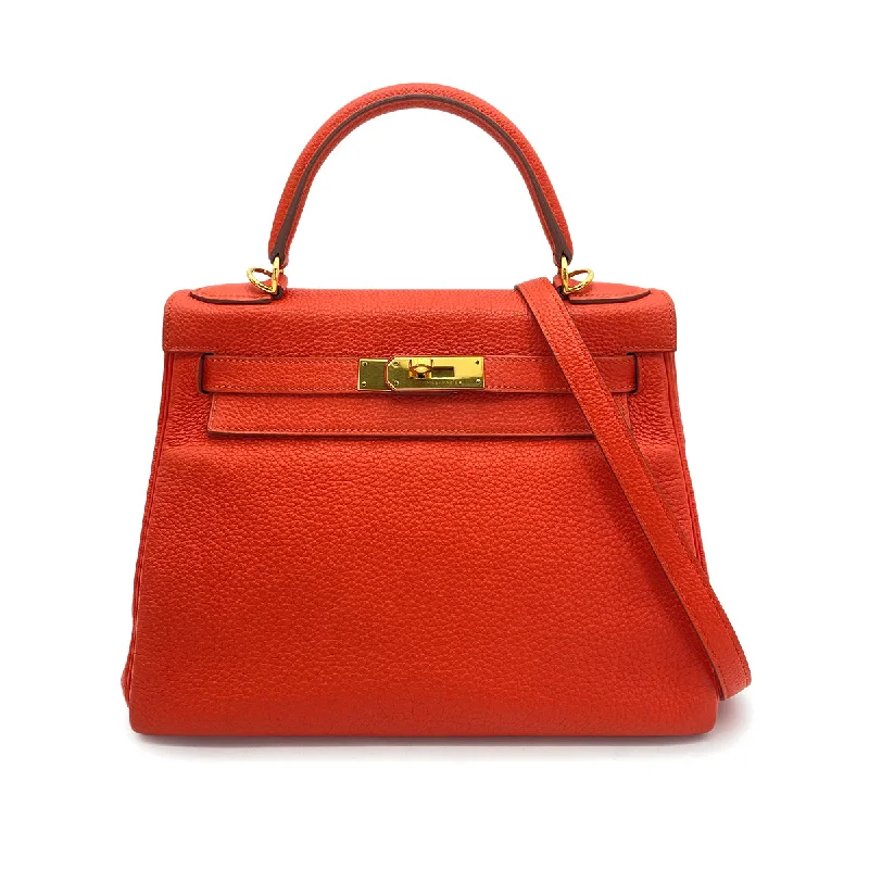 HERMES KELLY 28 RETOURNE ROUGE TOMATE TAURILLON CLEMENCE HAND SHOULDER BAG X GHW 90256406