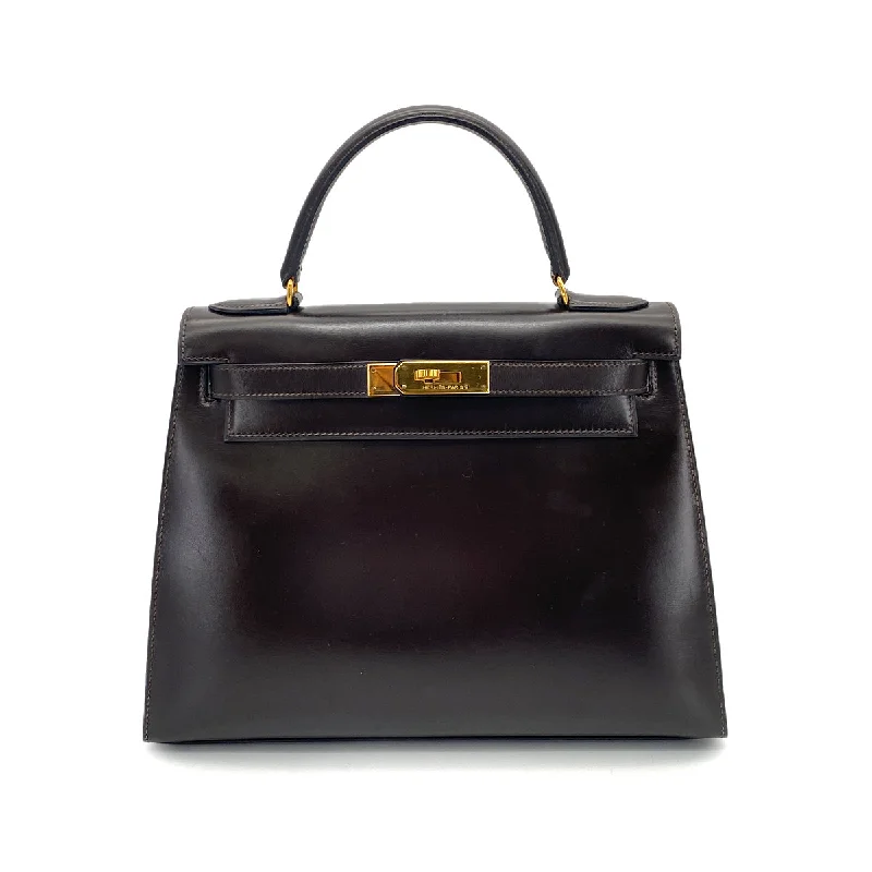 HERMES KELLY 28 SELLIER BROWN TYPE BOXCALF HAND SHOULDER BAG 〇R GHW 90255946