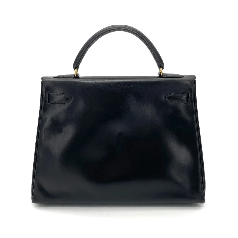 HERMES KELLY 32 RETOURNE BLACK BOXCALF HAND SHOULDER BAG 〇V GHW 90255764