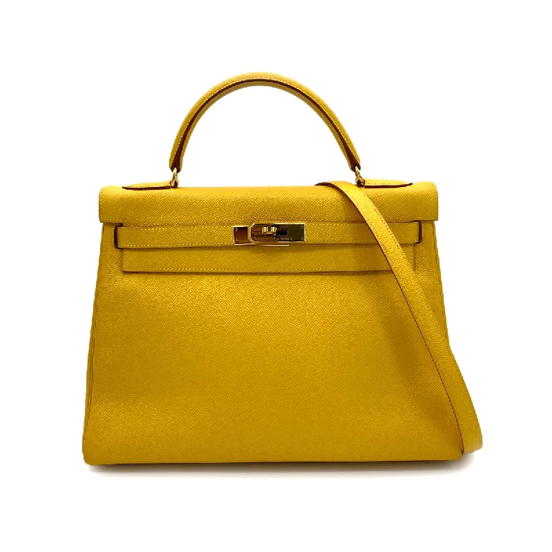 HERMES KELLY 32 RETOURNE JAUNE COUCHEVEL HAND SHOULDER BAG □A GHW 90253621